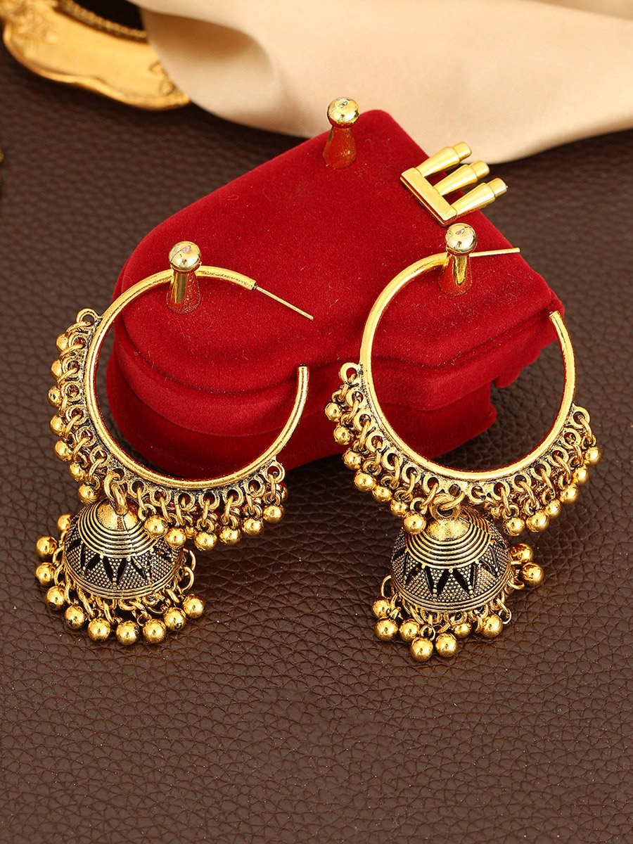 Texture Bell Shape Jhumka Hoop Earrings
