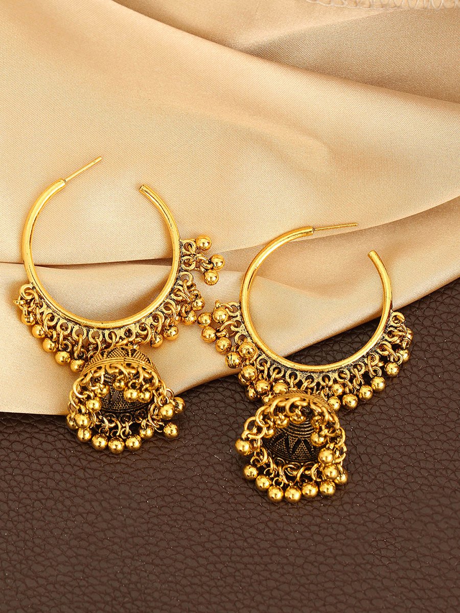 Texture Bell Shape Jhumka Hoop Earrings