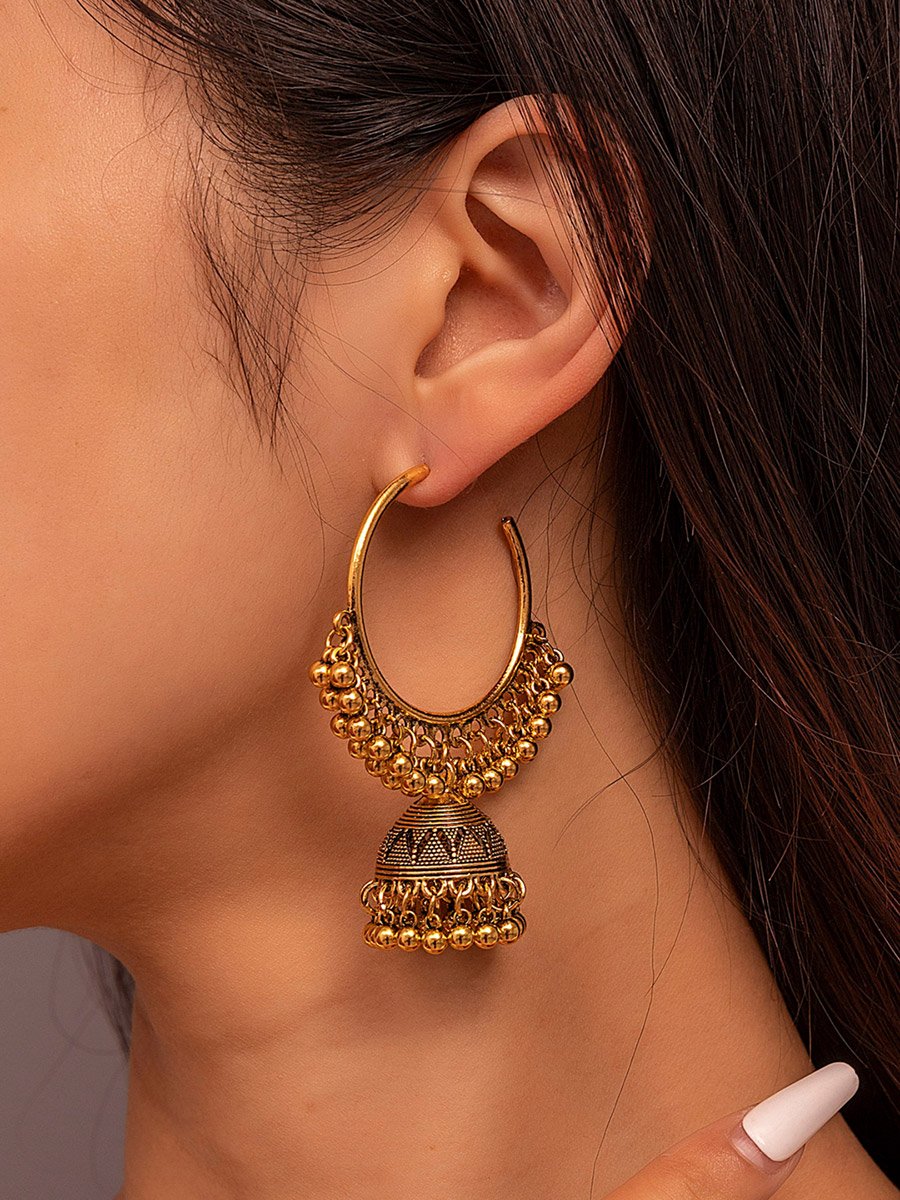 Texture Bell Shape Jhumka Hoop Earrings