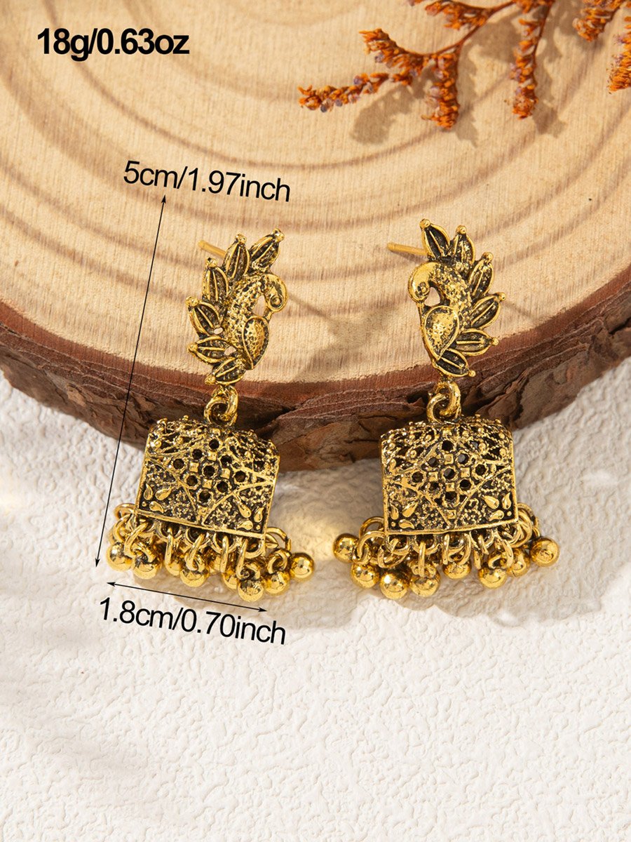 Gold Texture Bell Shape Jhumka Earrings