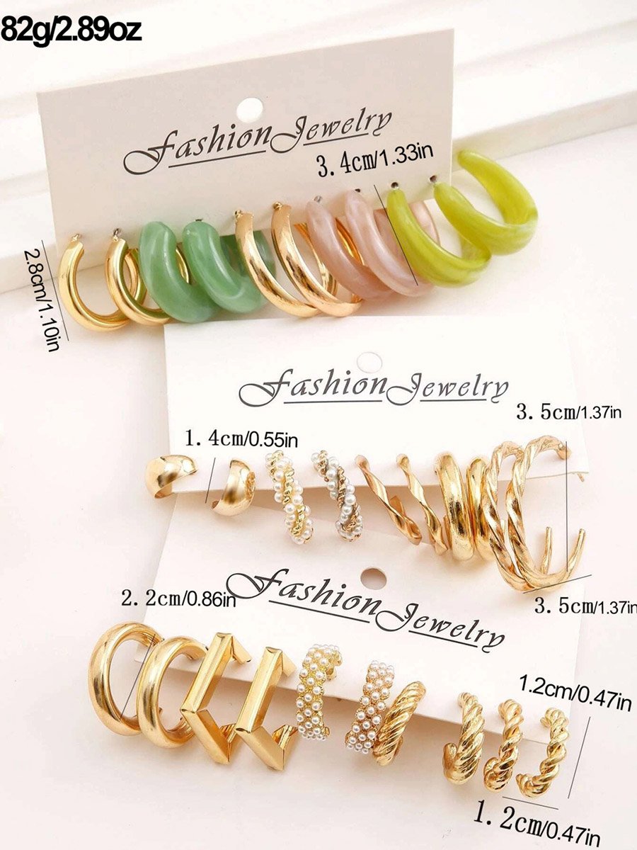 Set of 15 - Assorted Chic Hoop Earrings