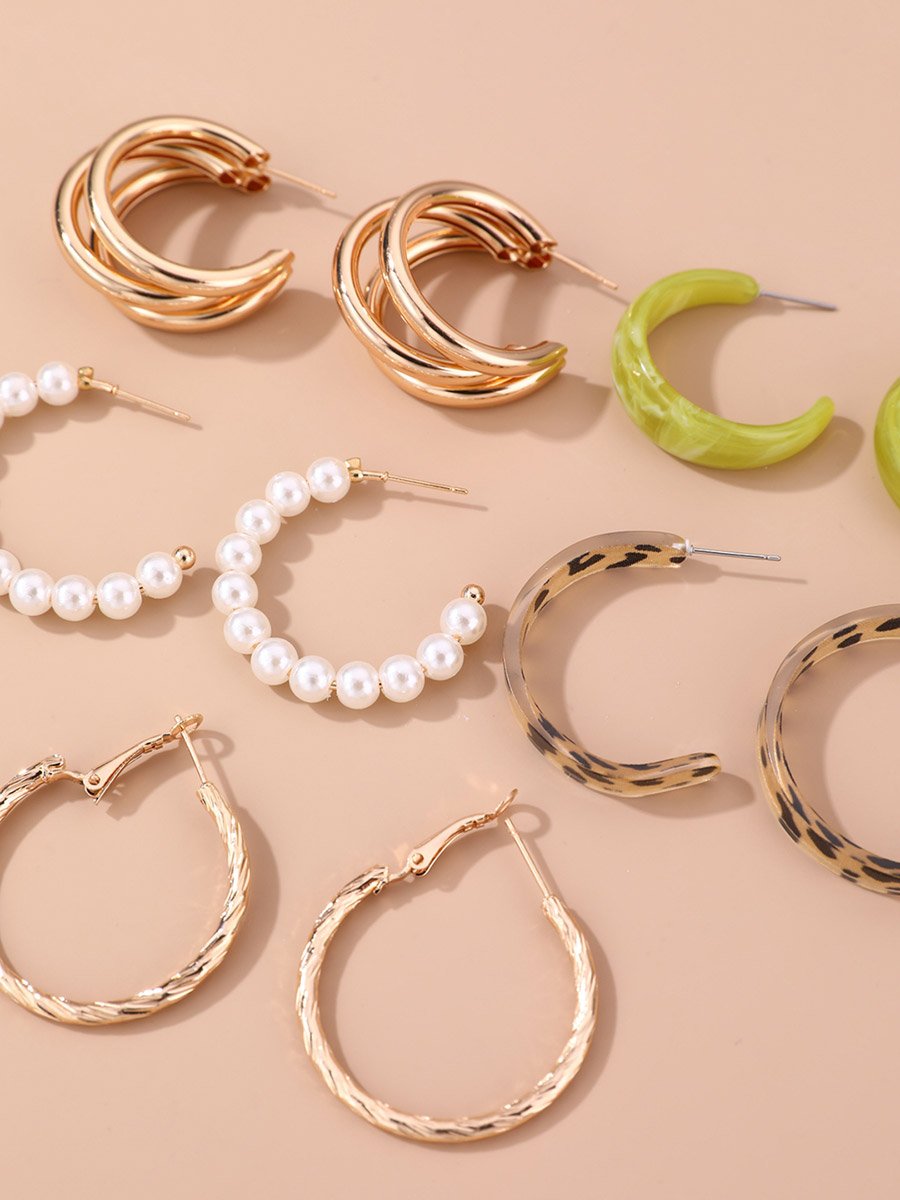 Set of 5 - Assorted Chic Hoop Earrings