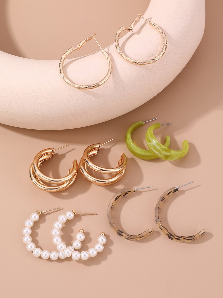 Set of 5 - Assorted Chic Hoop Earrings