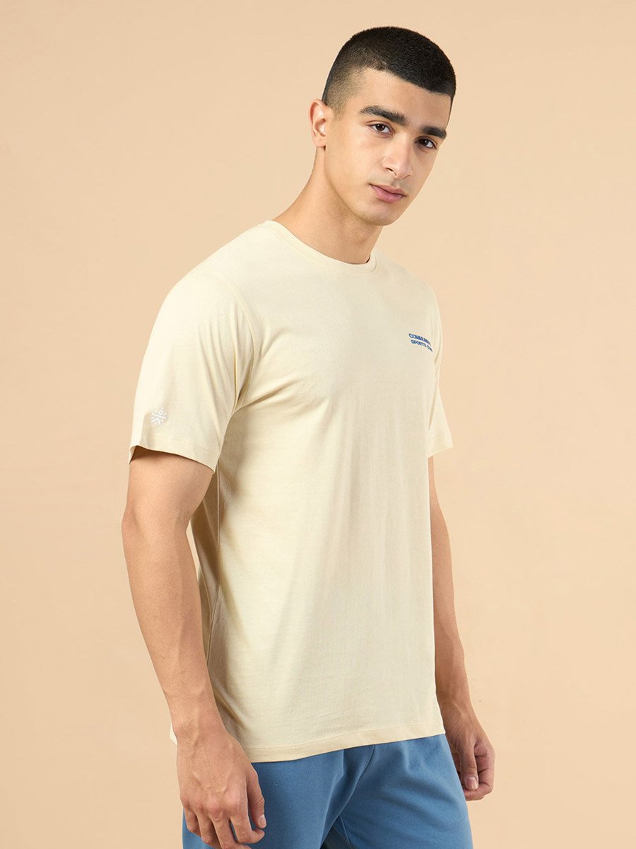 Men Beige Graphic Print Short Sleeve T-Shirt