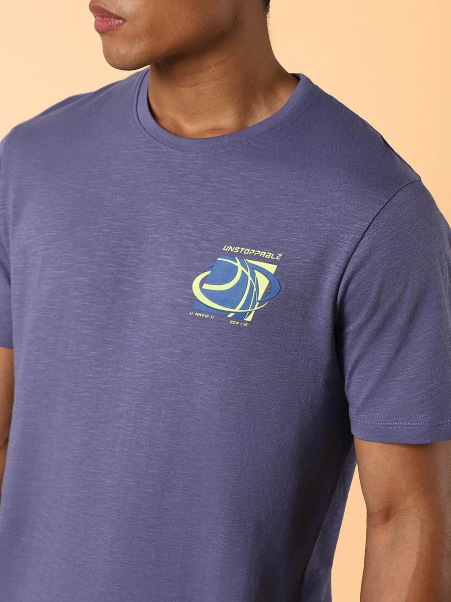 Men Purple Unstoppable Typo Print T-Shirt