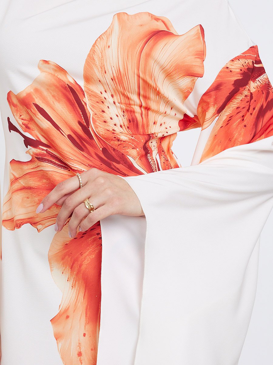 Floral Printed Bell Sleeve A-Line Maxi Dress