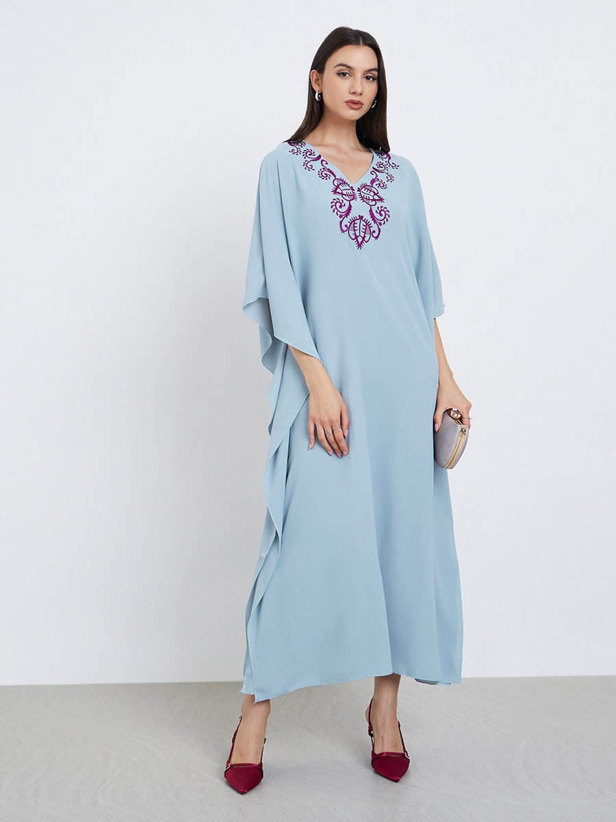 Blue Embroidered Detail Kaftan