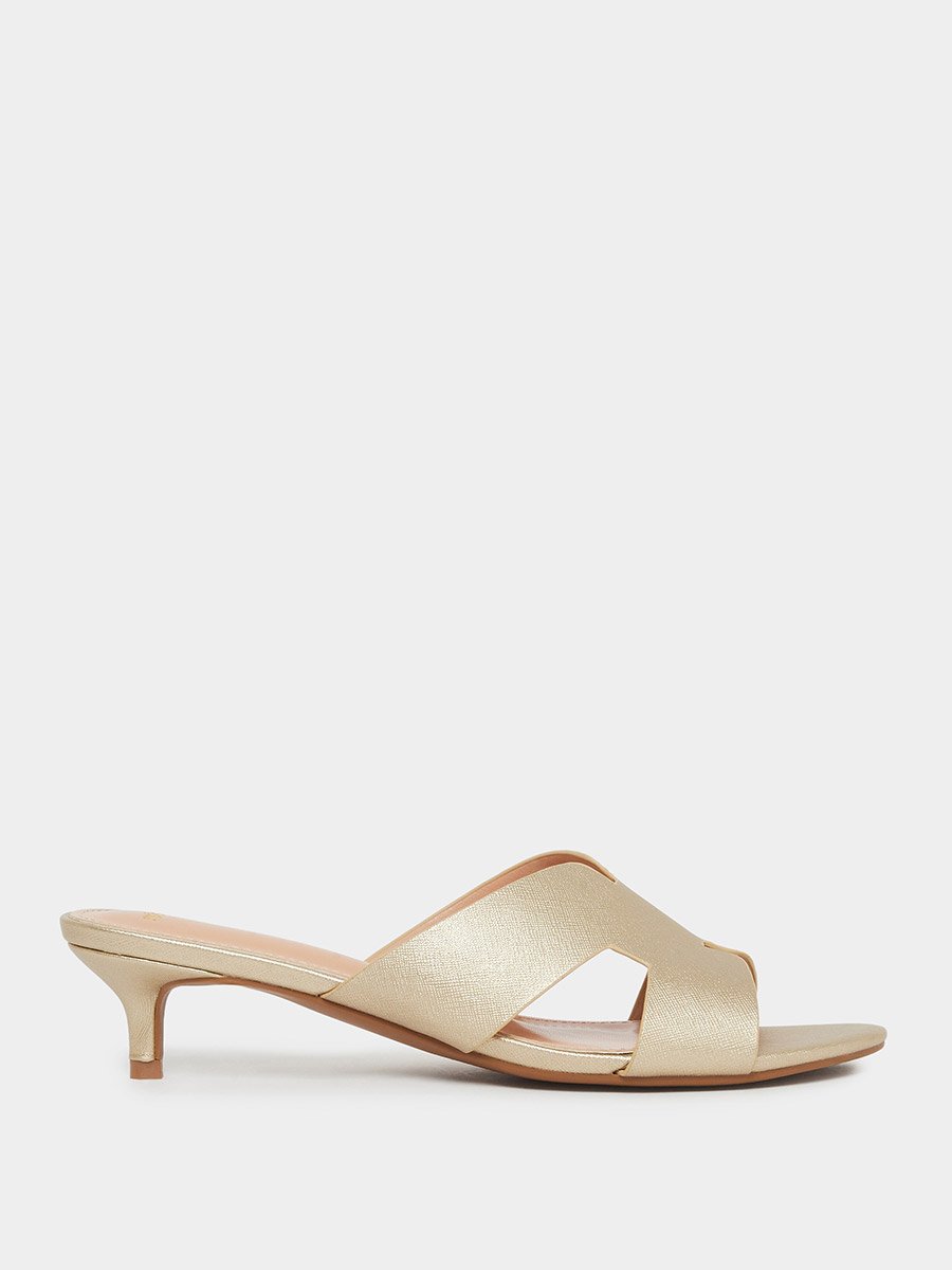 Wide Strap Low Heel Mules