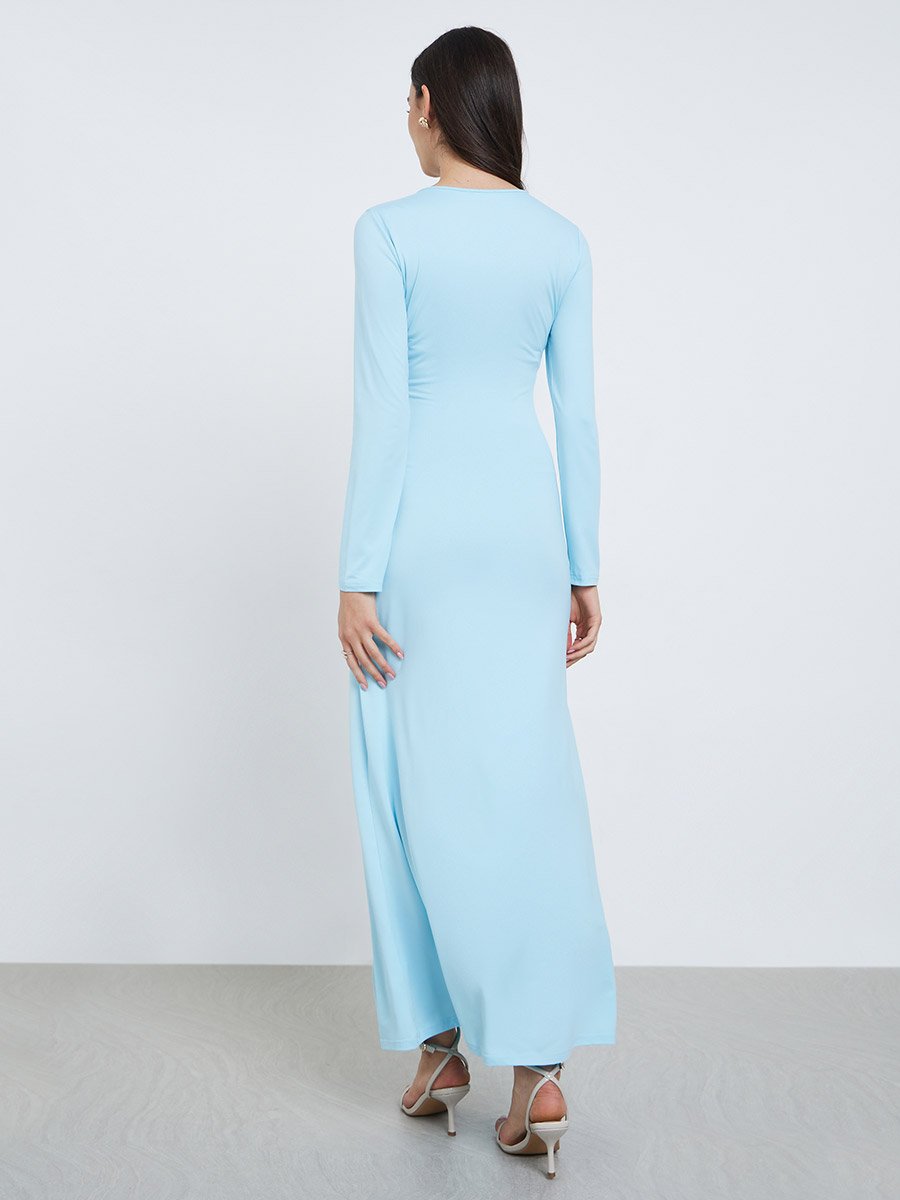 blue velvet long dress One sleeve velvet long dress Blue / US 10 main image 1