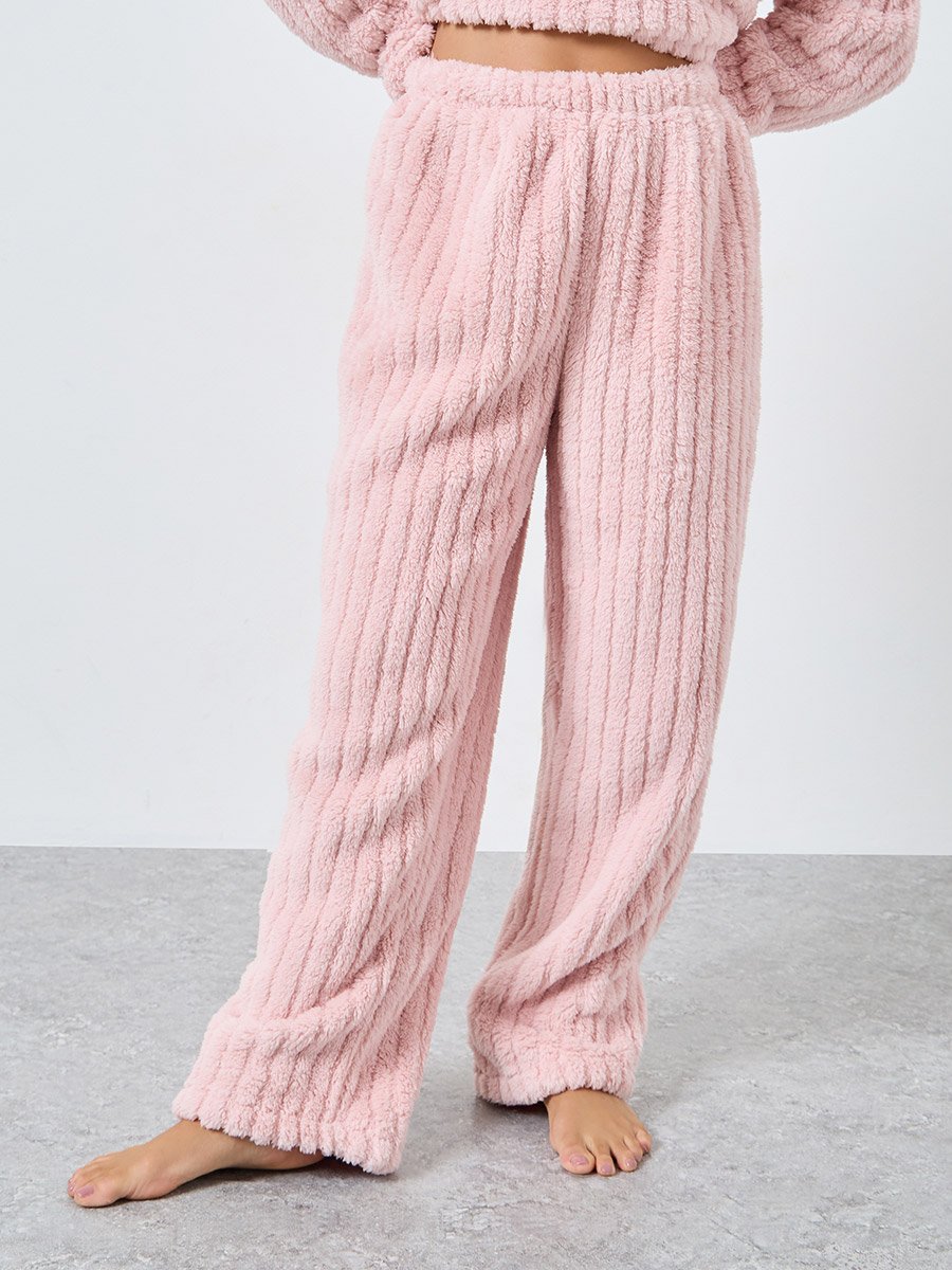 Chunky Rib Fleece Drop Shoulder Top and Pyjama Set