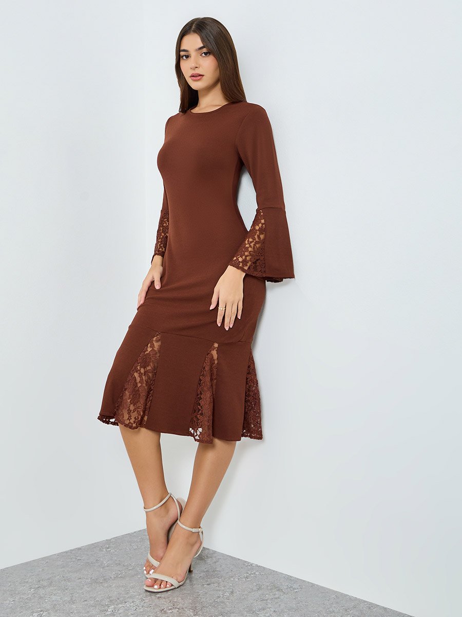 knee length dresses for ladies Women's Jasmine Mermaid Off-Shoulder Lace Midi Dress XXS/XS/S/M/L White Mean Blvd S / White main image 1