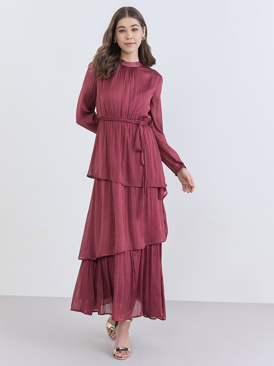 Women Lurex Layered Maxi Dress