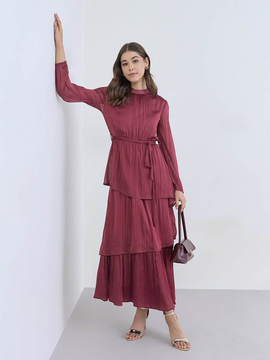 Women Lurex Layered Maxi Dress