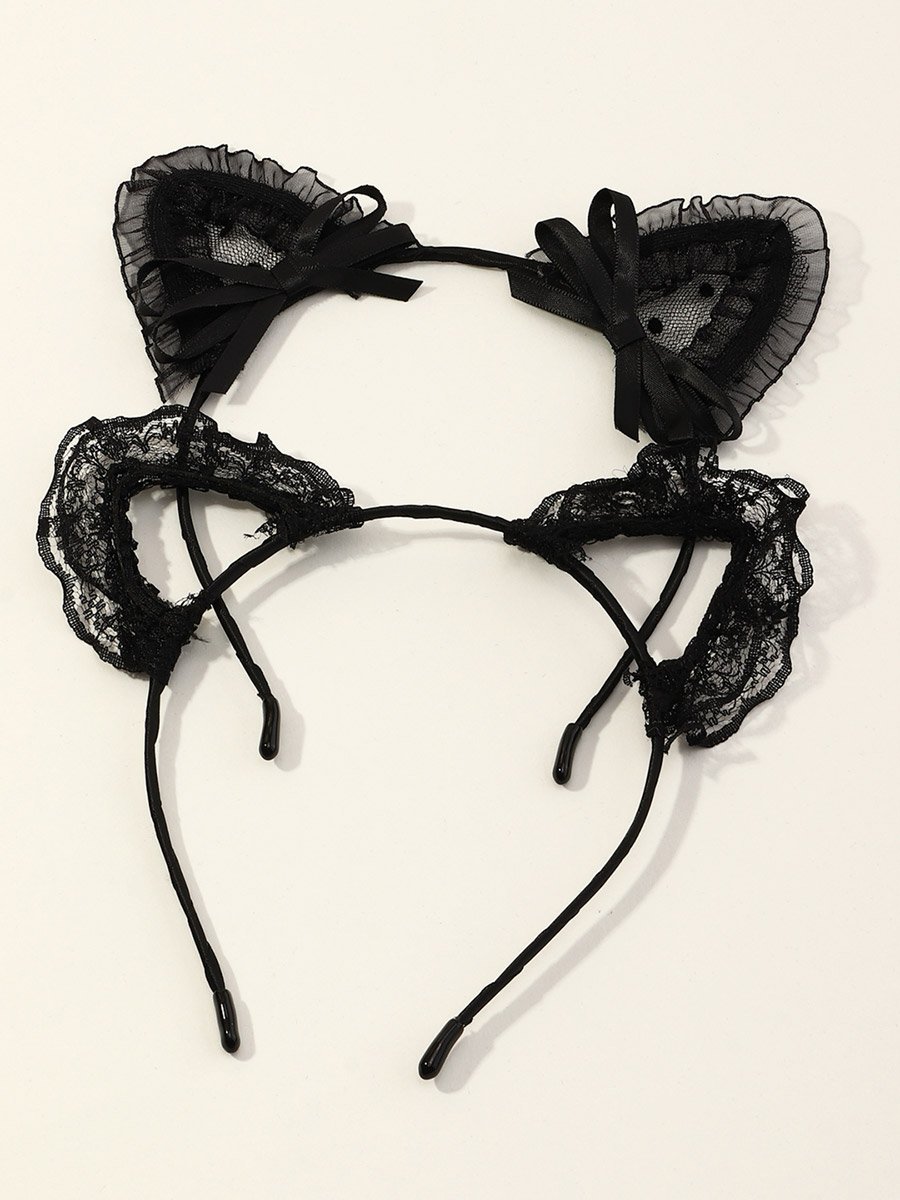 Set of 2 - Lace Cat Ear Headband