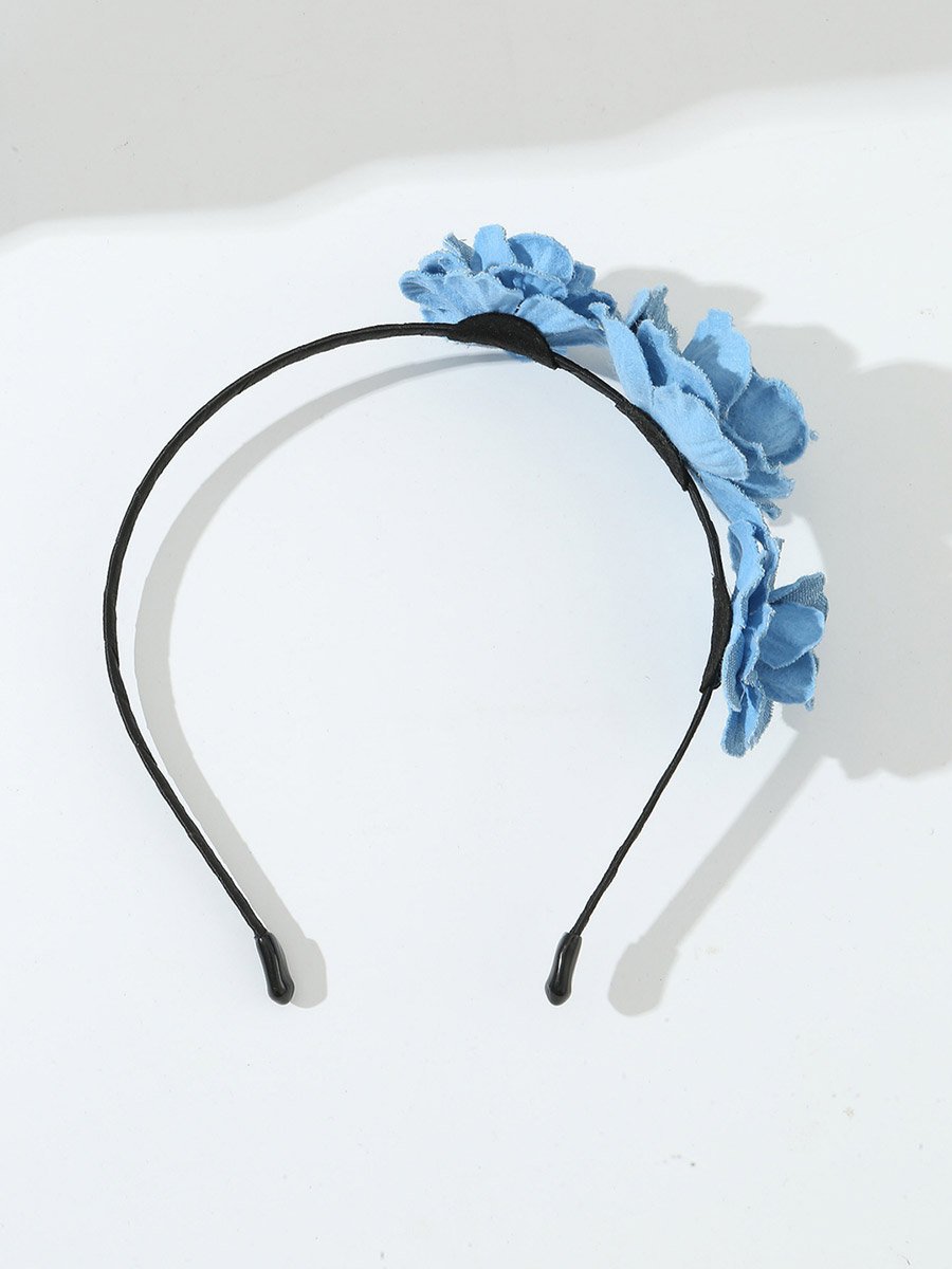Blue Denim Flower Headband