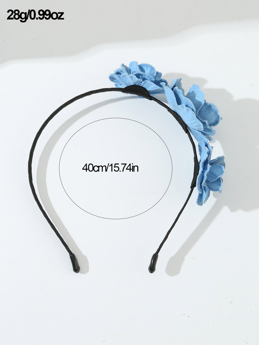 Blue Denim Flower Headband