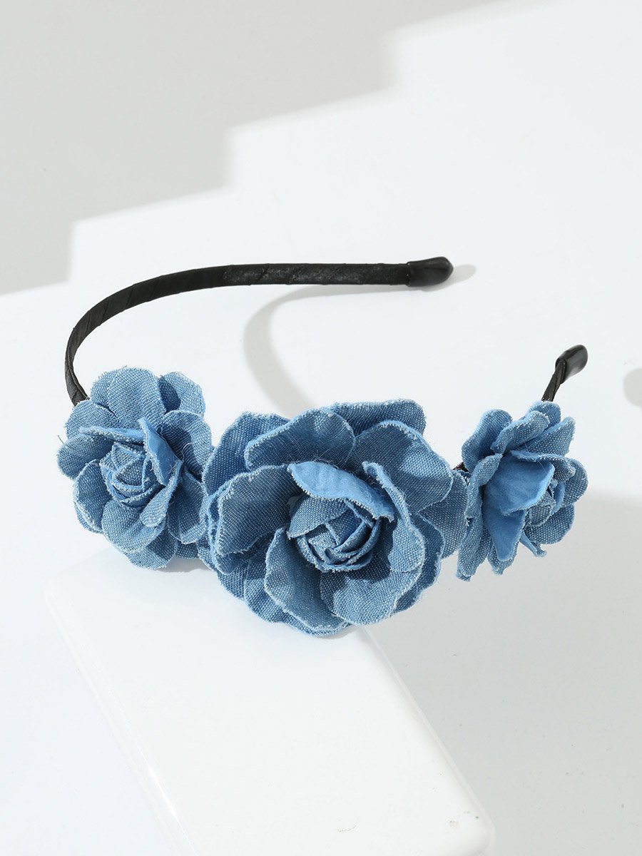 Blue Denim Flower Headband