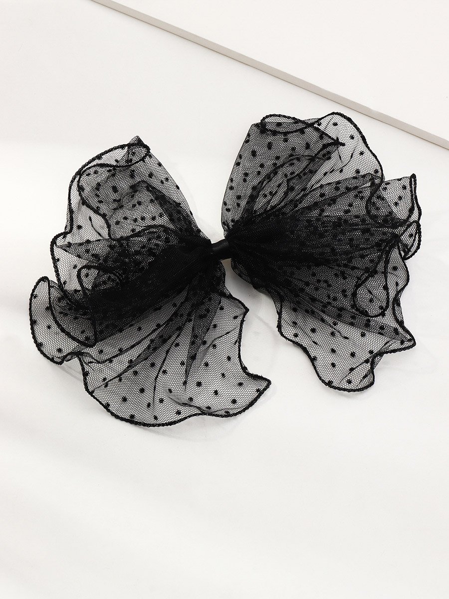 Mesh Polka Dot Bow Hair Clip