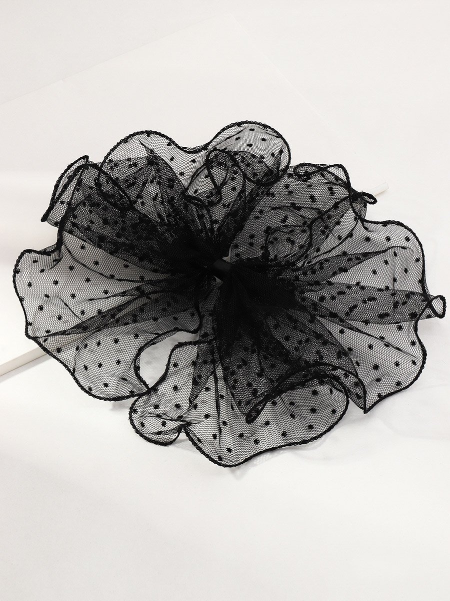 Mesh Polka Dot Bow Hair Clip