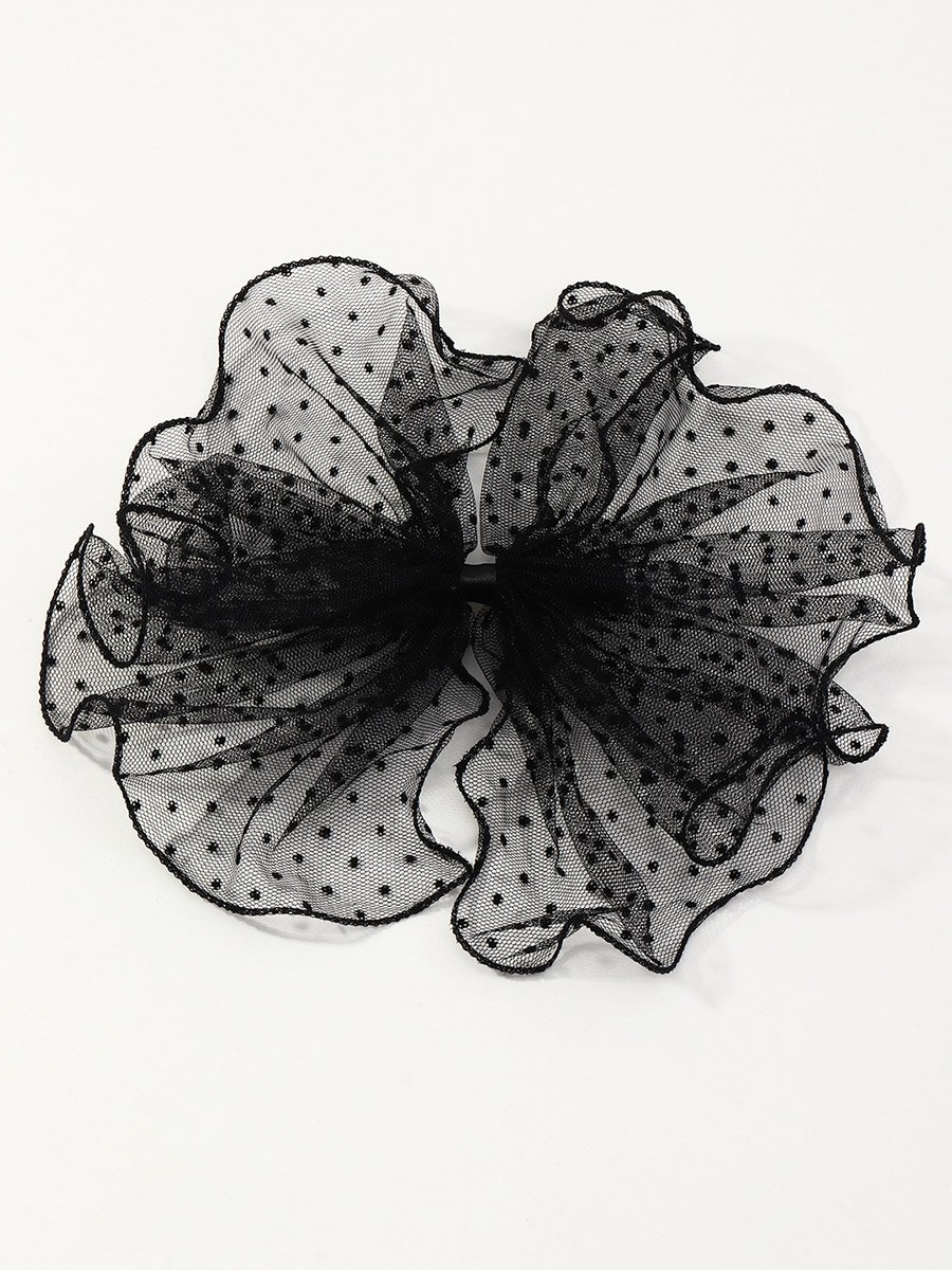 Mesh Polka Dot Bow Hair Clip
