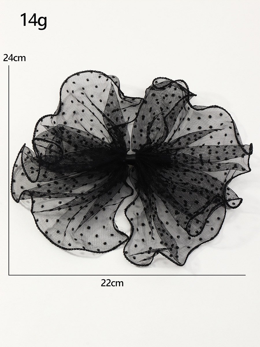 Mesh Polka Dot Bow Hair Clip