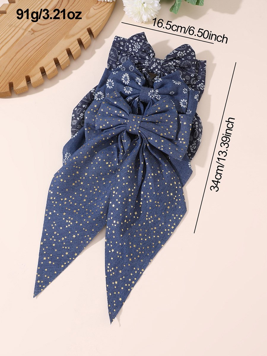 Set of 3 - Floral Printed Ribbon Hair Clip