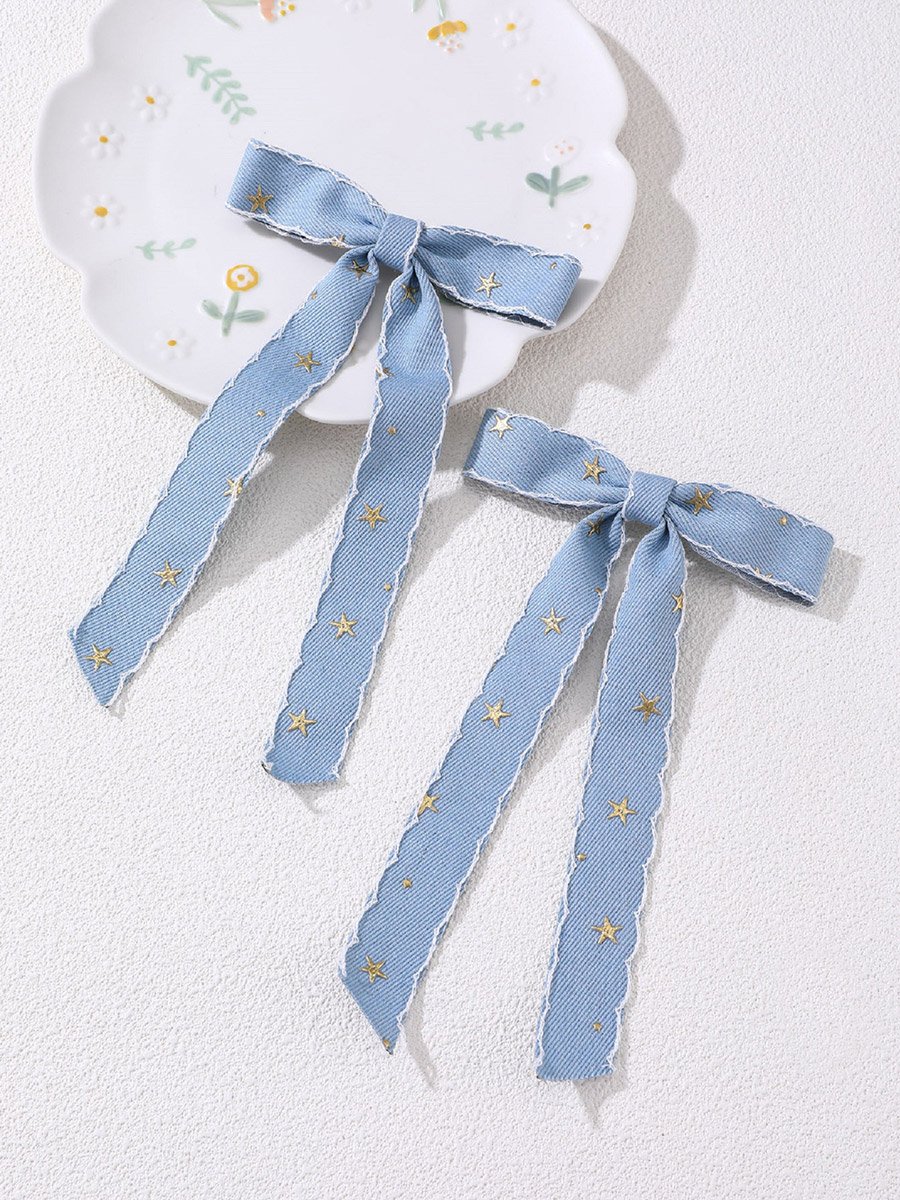 Set of 2 - Star Printed Bow Hair Clip