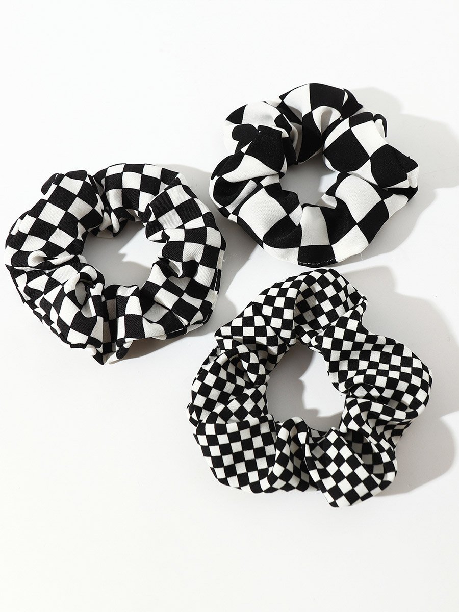 Set of 3 - Checked Hair Tie