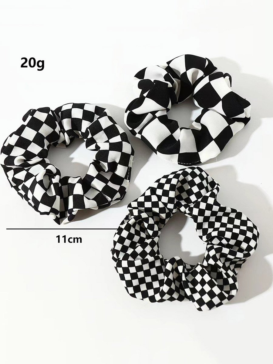 Set of 3 - Checked Hair Tie