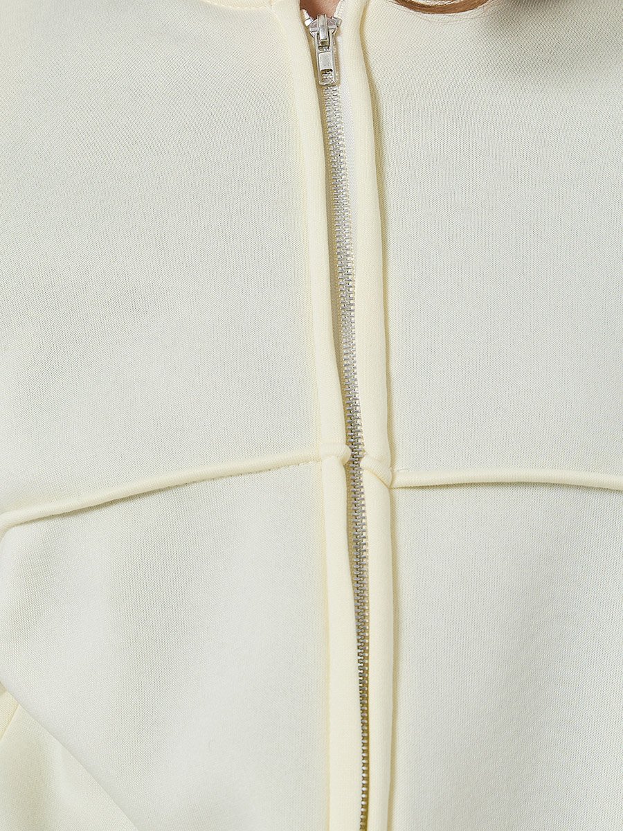 Cream Regular Fit Zip Jacket and Pants Co-ords