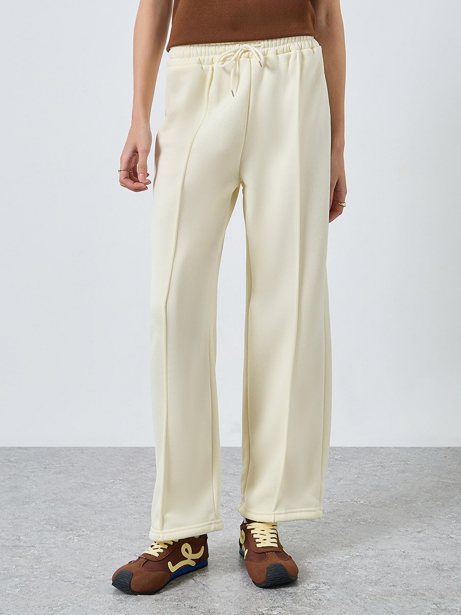 Cream Regular Fit Zip Jacket and Pants Co-ords