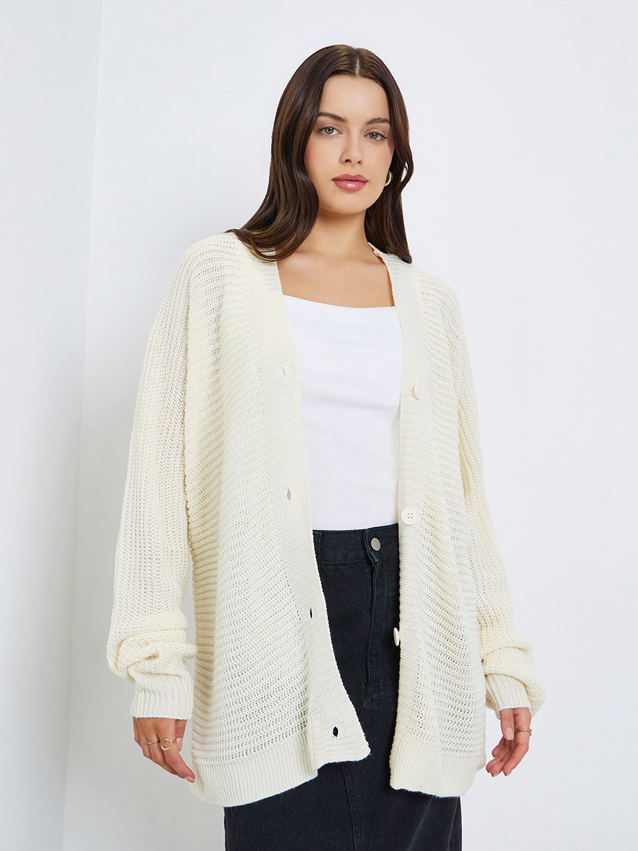 Oversized Chunky Knit Button Down Cardigan