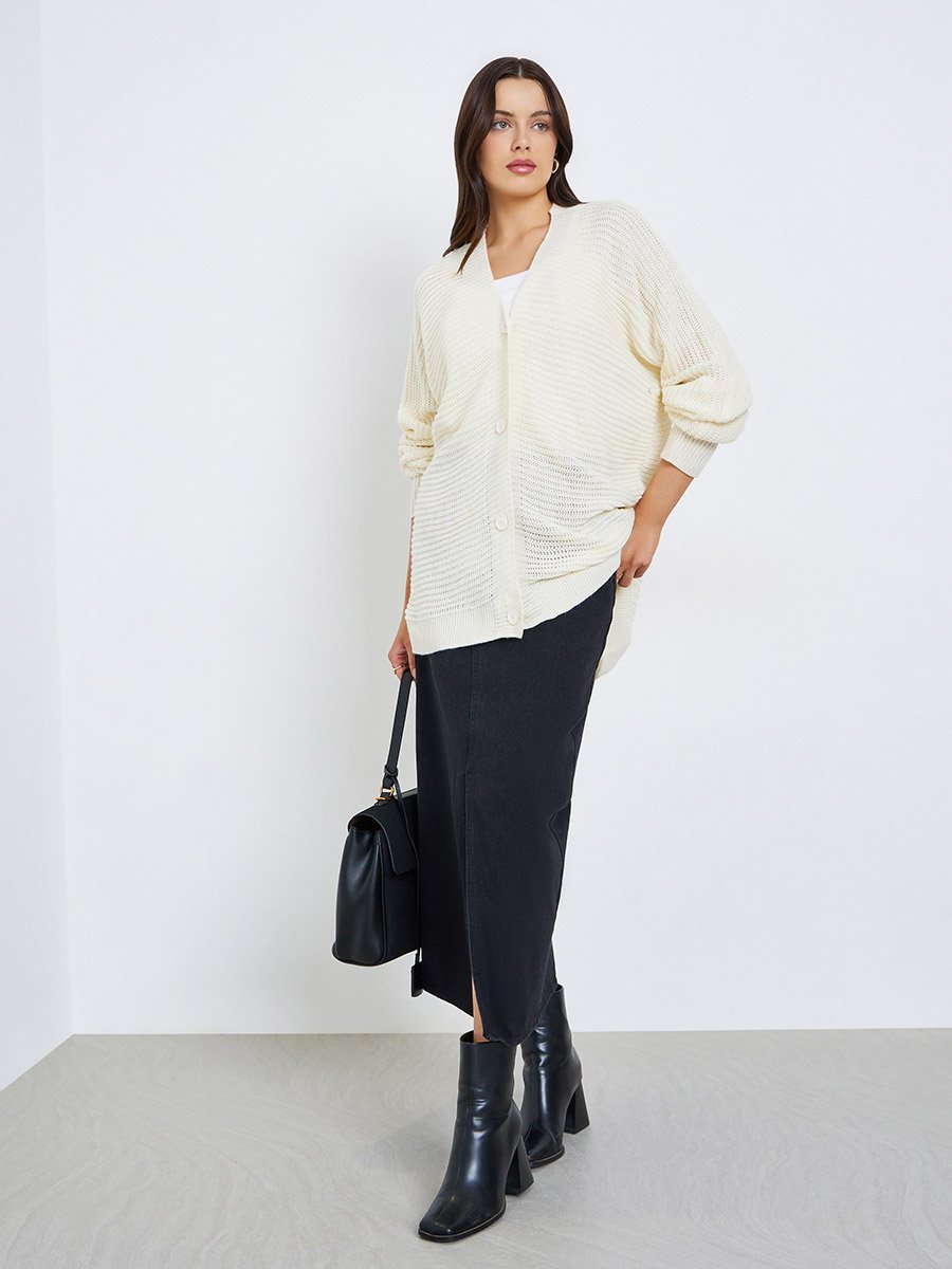 Oversized Chunky Knit Button Down Cardigan