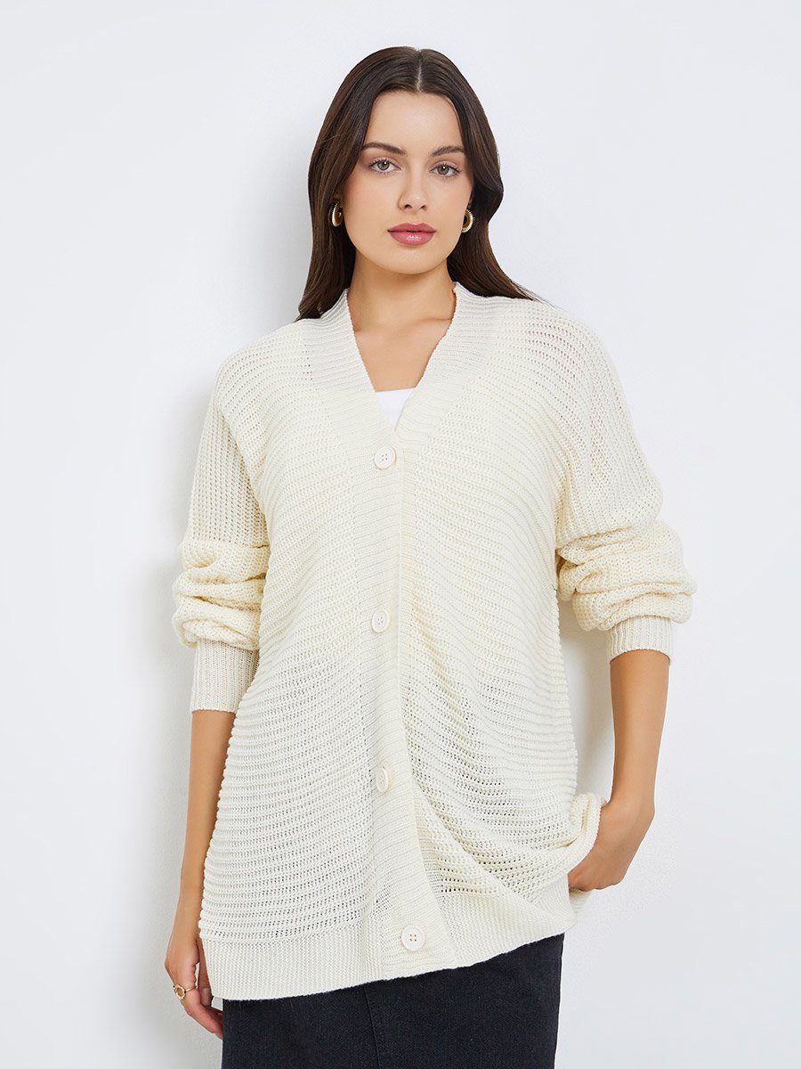 Oversized Chunky Knit Button Down Cardigan