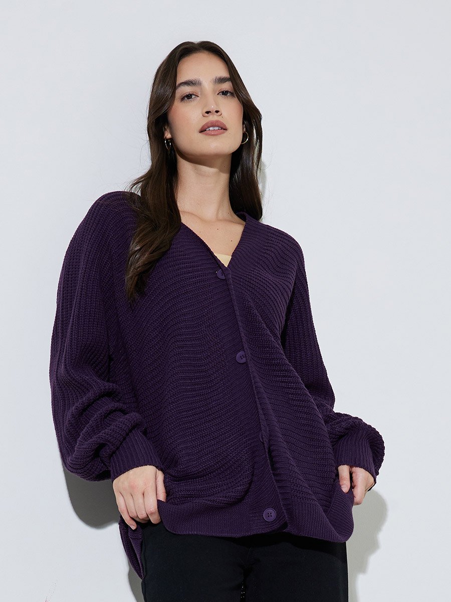 Oversized Chunky Knit Button Down Cardigan