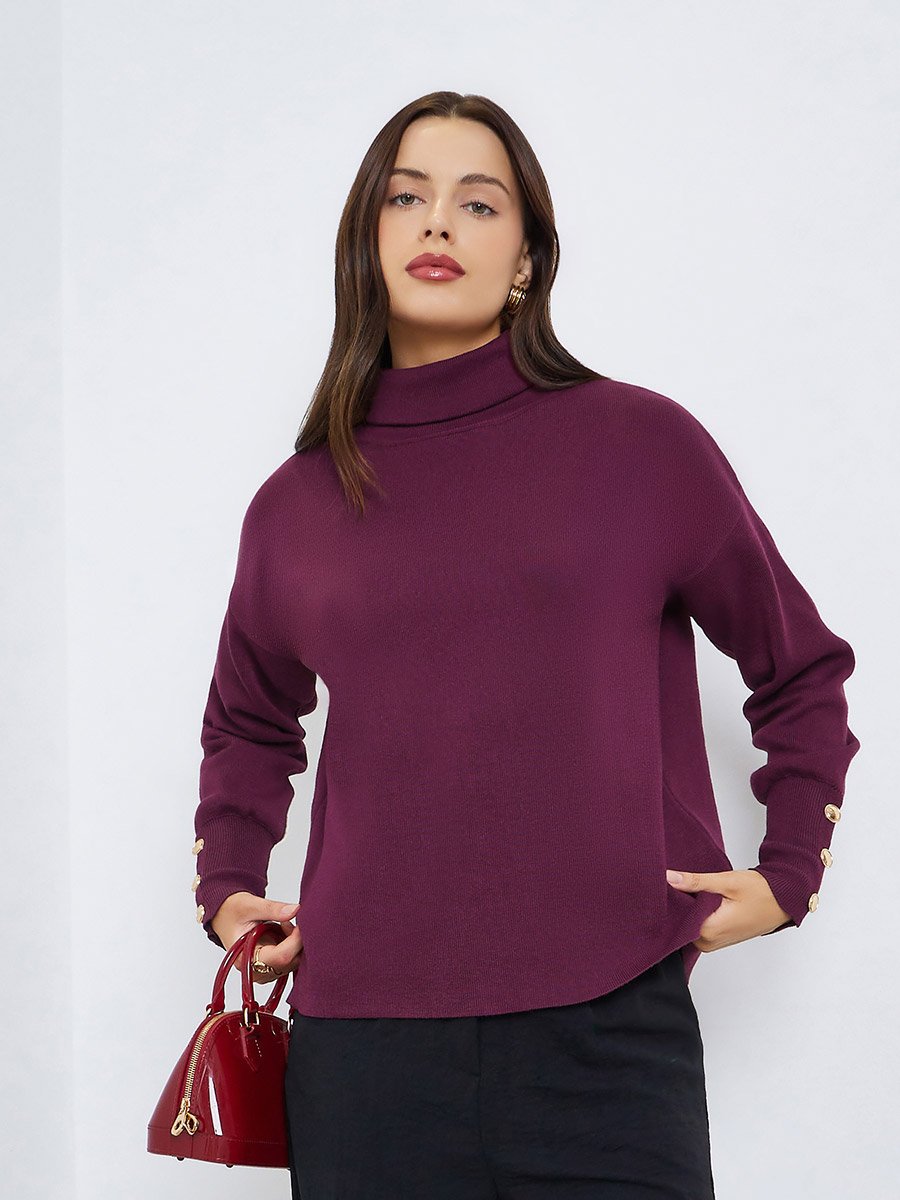 Oversized Short Length Turtle Neck Sweater
