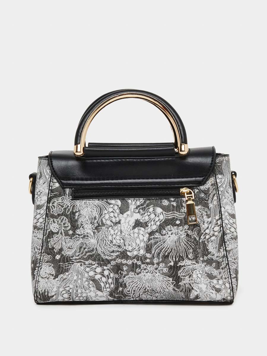Floral Pattern Handbag with Flap Charm