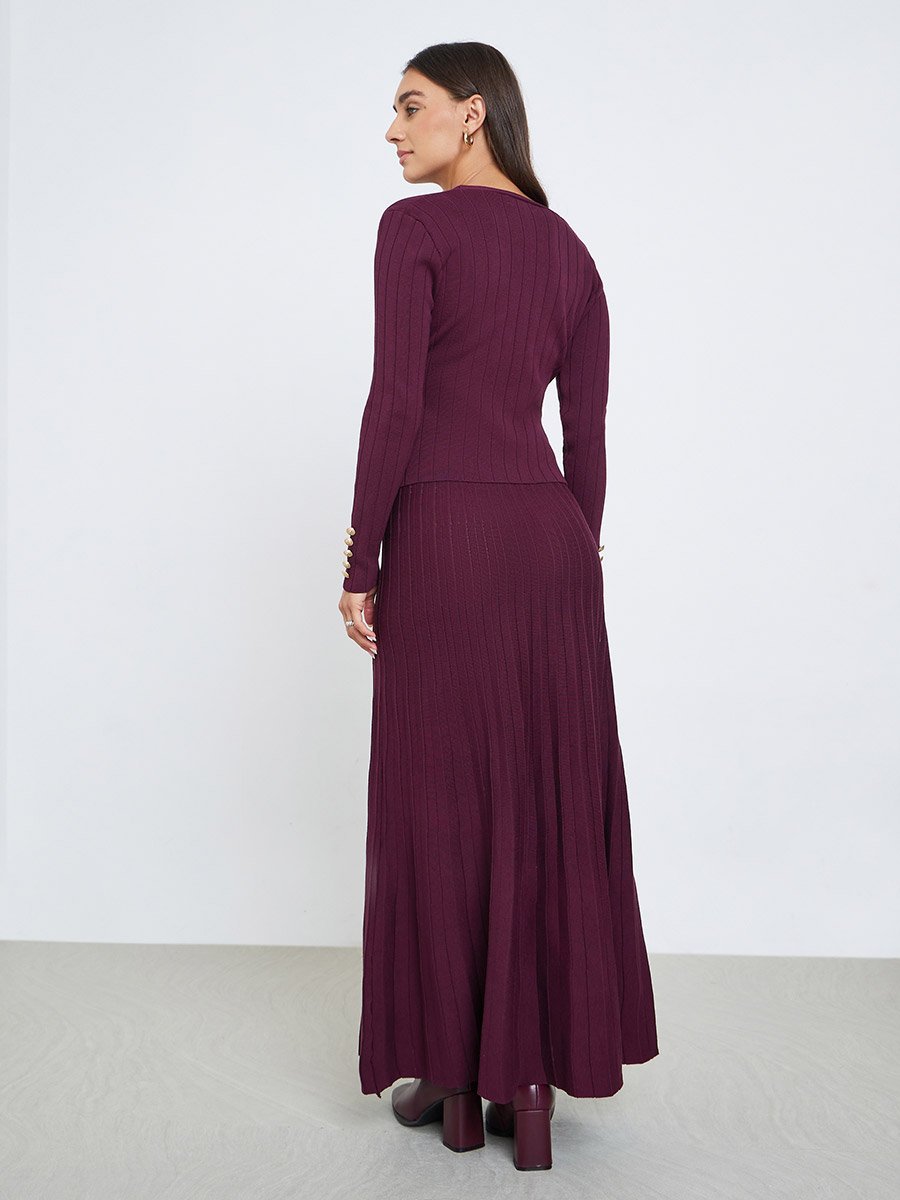 princess polly baby blue dress Burgundy Knitted Tailored Hook And Eye Cardigan Co-ord main image 1