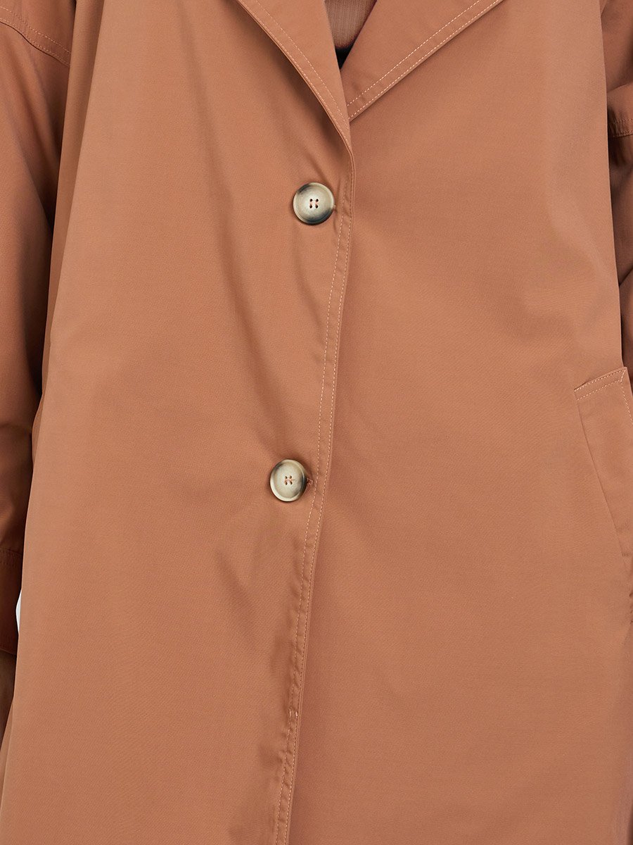 Rust Longline Buttoned Trench Coat