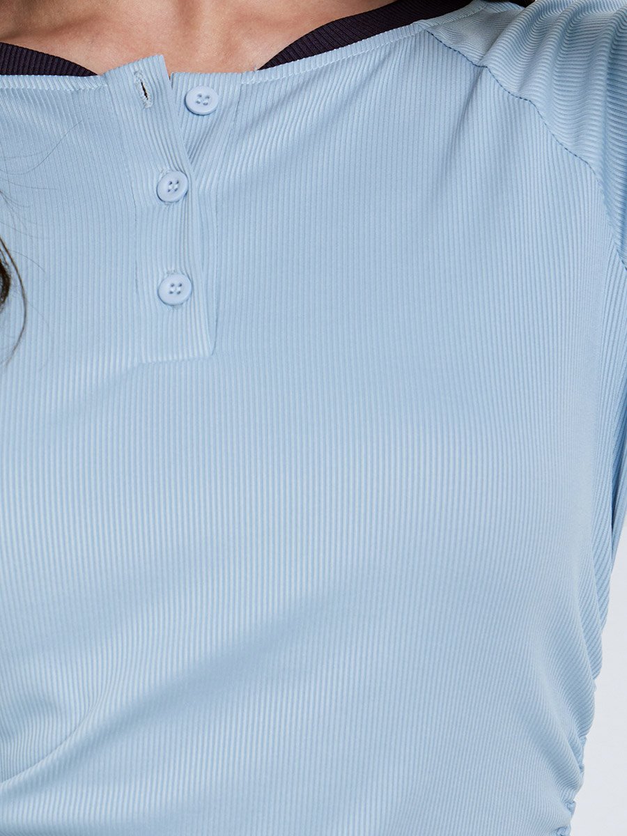 Blue Long Sleeve Henley T-Shirt