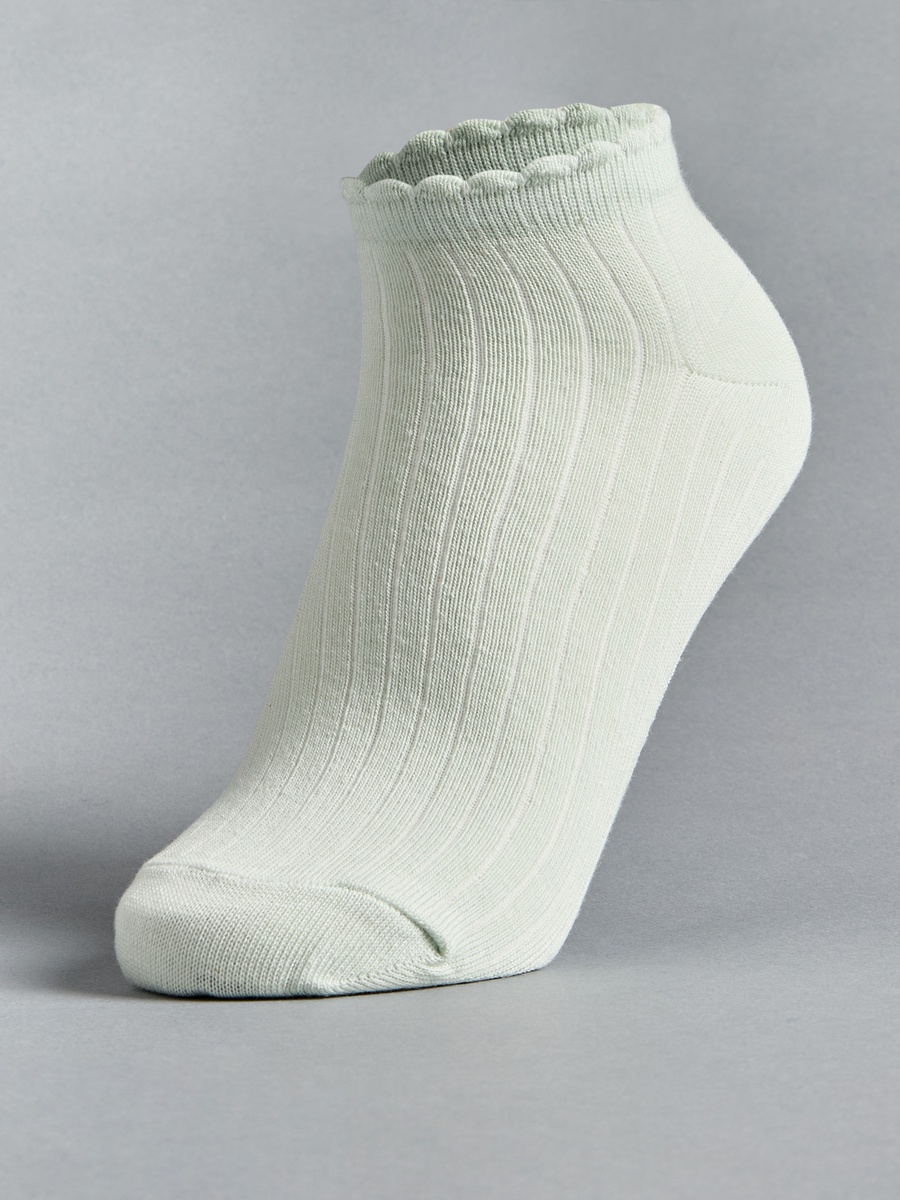 Pack of 5 - Textured Ankle Length Socks with Scallop Hem