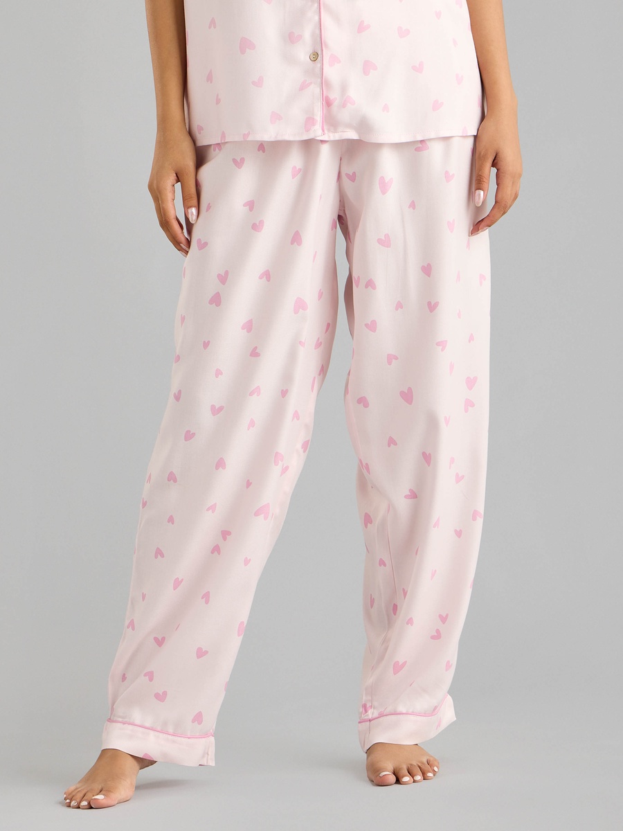 All-Over Heart Print Shirt and Pyjama Set