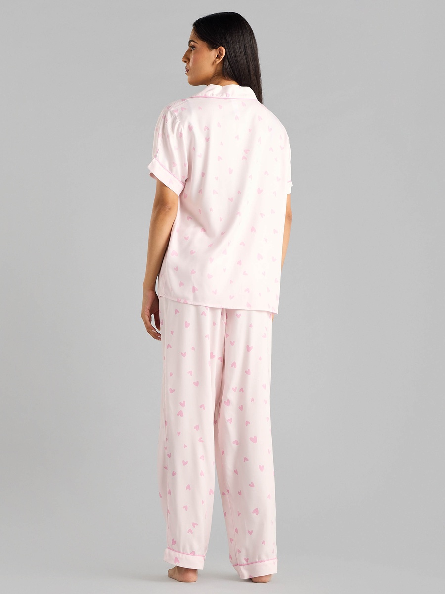 All-Over Heart Print Shirt and Pyjama Set