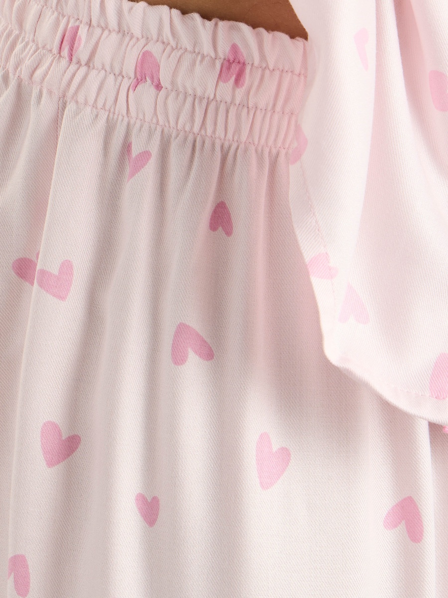All-Over Heart Print Shirt and Pyjama Set