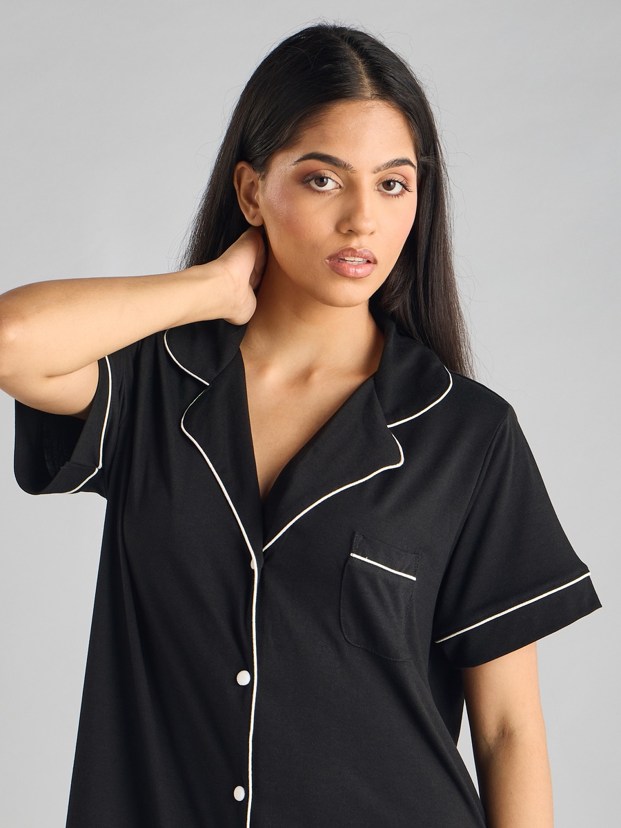 Contrast Piping Detail Sleepshirt
