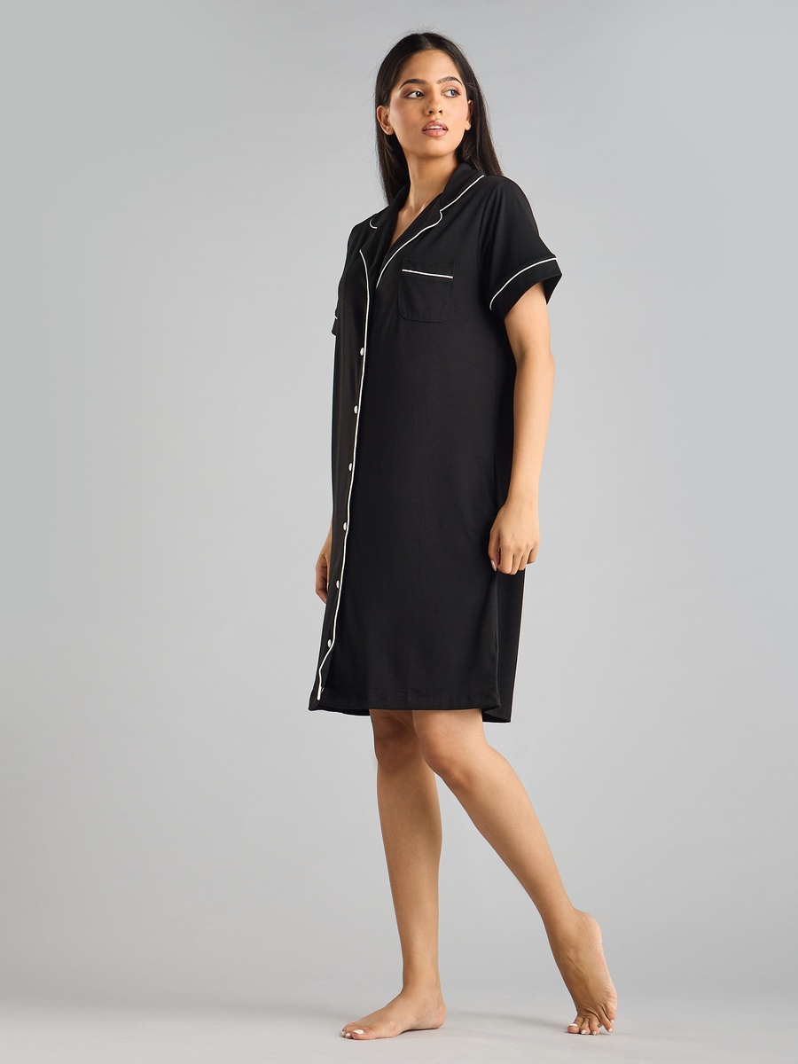 Contrast Piping Detail Sleepshirt