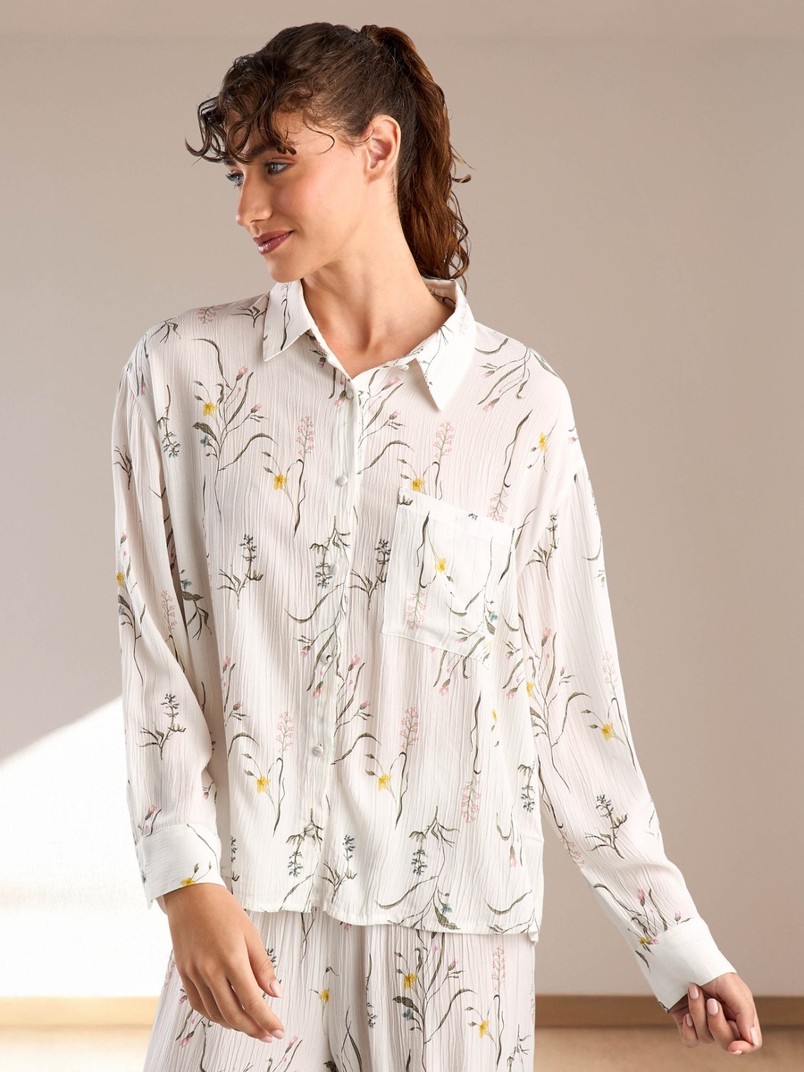 All-Over Botanical Print Shirt and Pyjama Set