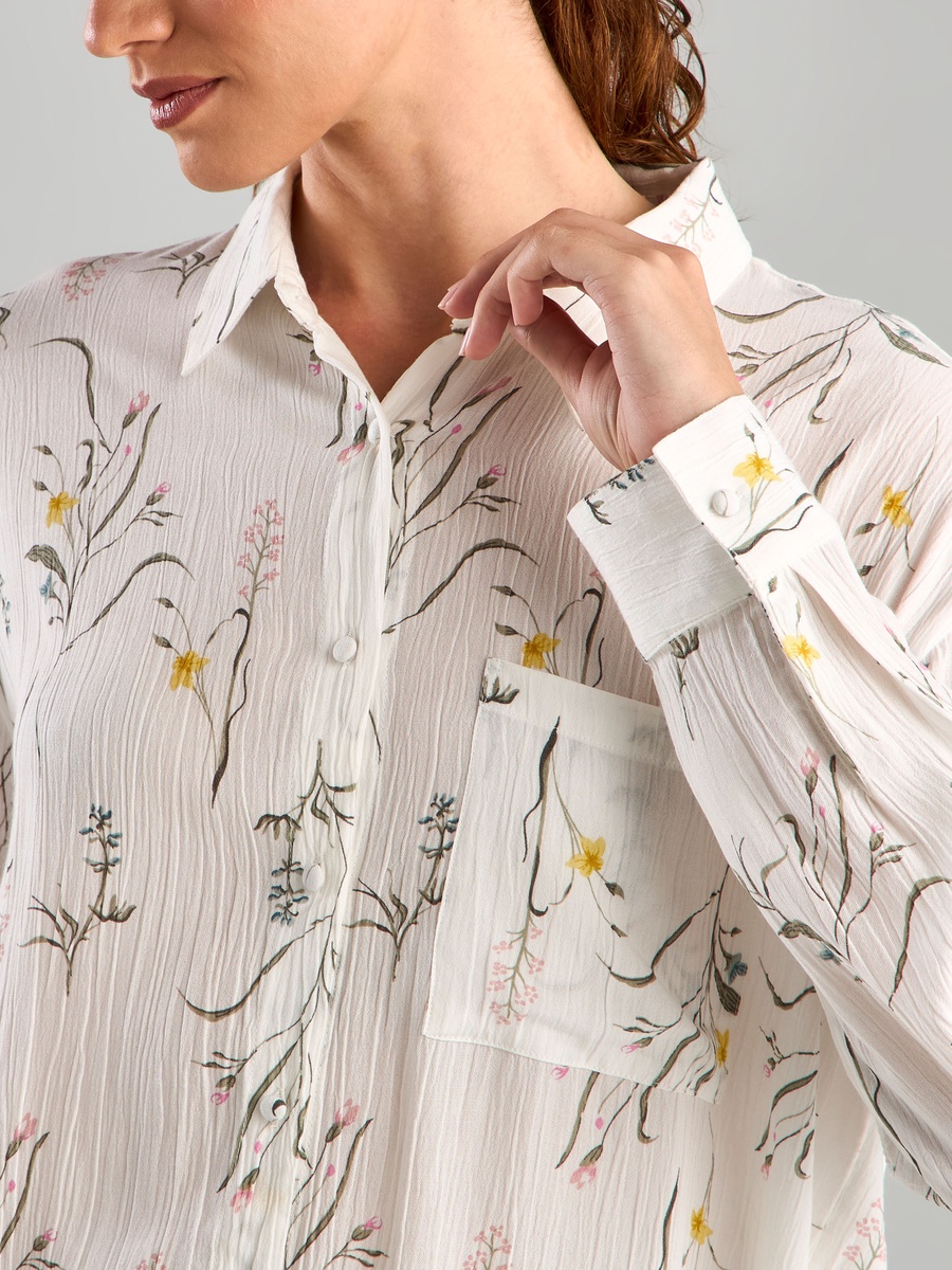 All-Over Botanical Print Shirt and Pyjama Set