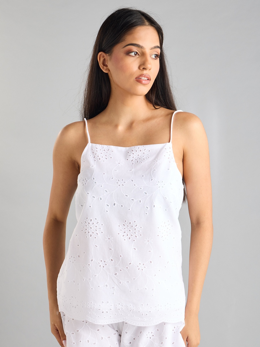 Schiffli Embroidered Shorts Set