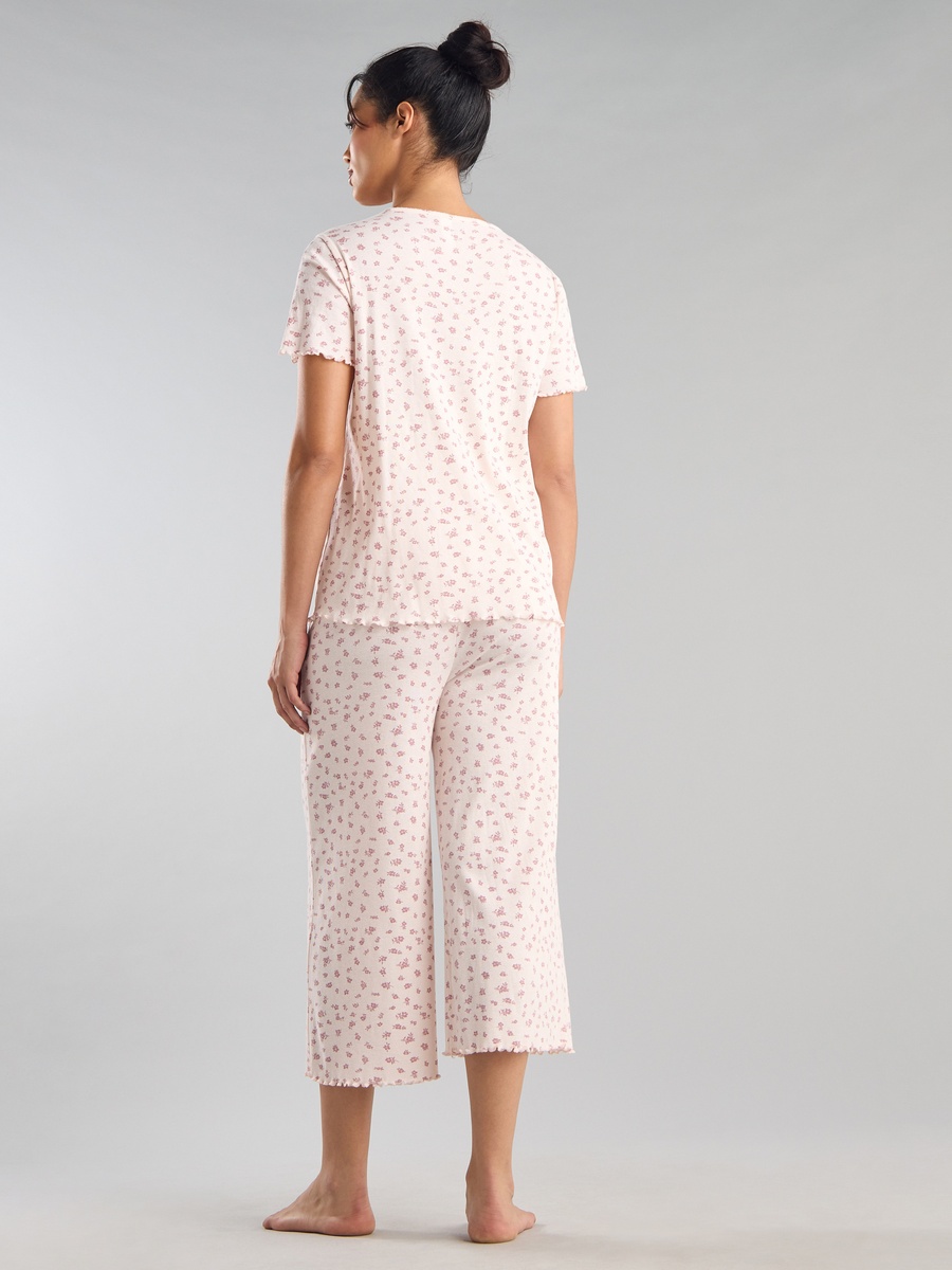All-Over Floral Print Maternity T-Shirt and Pyjama Set